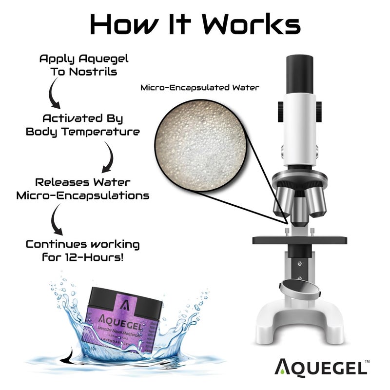 Aquegel Nasal Moisturizer+Lavender (Sleep Easy), 12-Hour Nasal Dryness Relief, Water Based Nose Gel, Oxygen Therapy Nasal Moisturizer, Dry Nose, Nasal Dryness, Nosebleeds, CPAP, Natural Sleep Remedy - Image 4