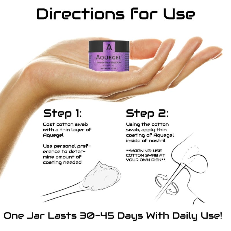 Aquegel Nasal Moisturizer+Lavender (Sleep Easy), 12-Hour Nasal Dryness Relief, Water Based Nose Gel, Oxygen Therapy Nasal Moisturizer, Dry Nose, Nasal Dryness, Nosebleeds, CPAP, Natural Sleep Remedy - Image 2