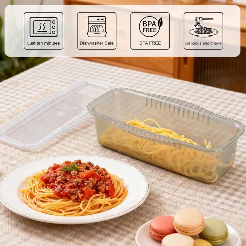 PCREGPAE Microwave Pasta Pot with Strainer Lid & Measuring Cup Clip Quickly Cook 1-4 Servings-No Mess, Sticking or Waiting For Boil, Pasta Cooker in Microwave for Dorm Kitchen Office College Essential - Image 5