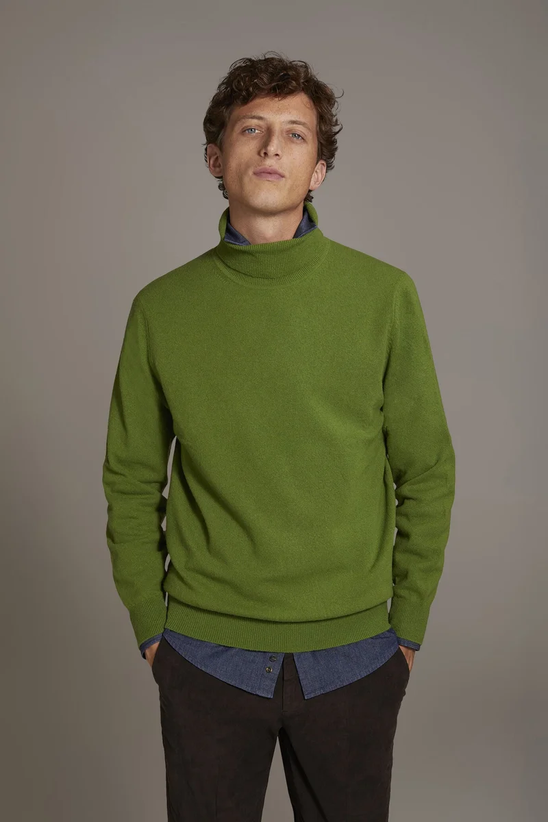 دوبل غانغر Turtleneck lambswool blend sweater - LT Green