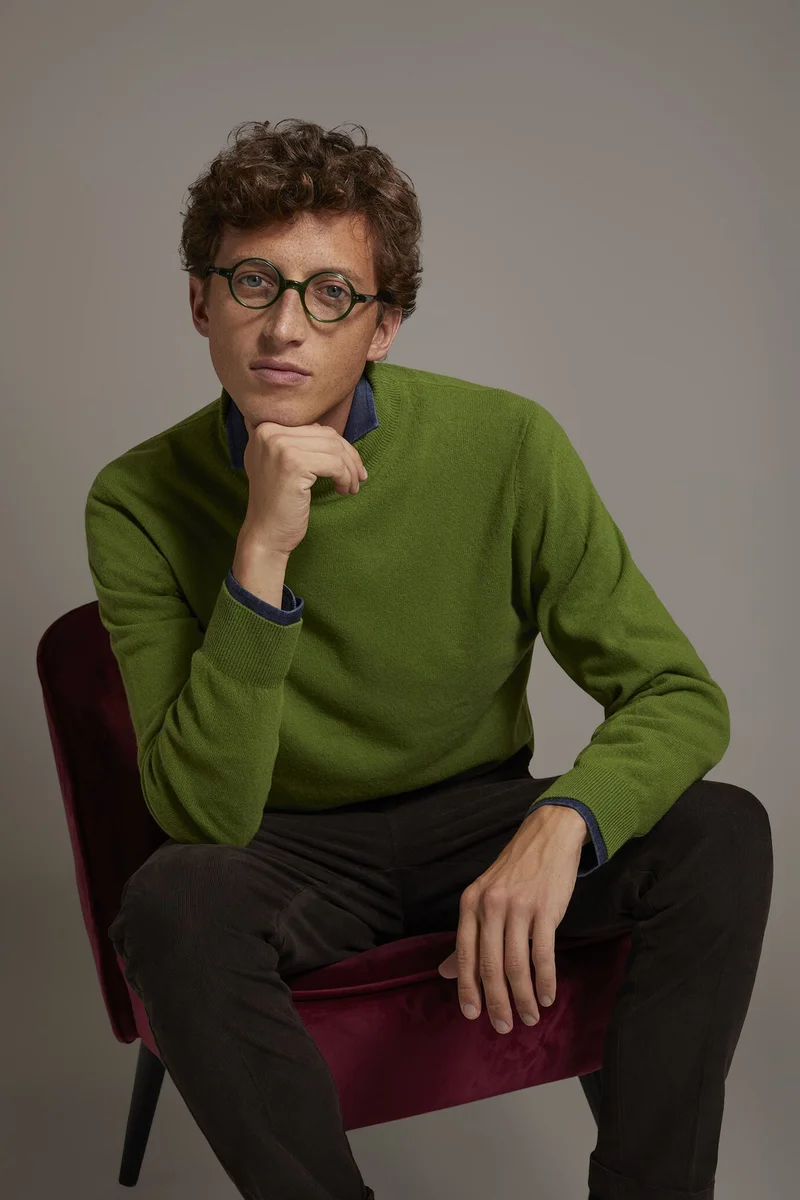 Turtleneck lambswool blend sweater - LT Green