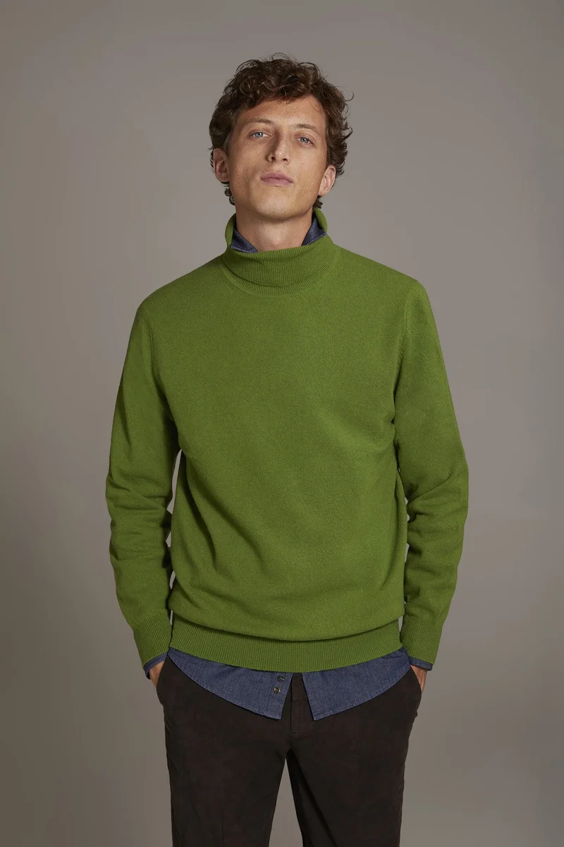 دوبل غانغر Turtleneck lambswool blend sweater - LT Green