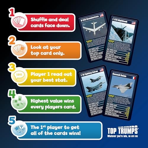 Top Trumps Card Game Ultimate Military Jets - Family Games for Kids and Adults - Learning Games - Kids Card Games for 2 Players and More - Kid War Games - Card Wars - for 6 Plus Kids - Image 3