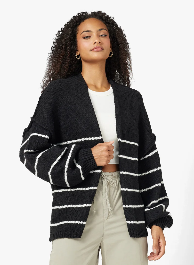 جينجر Oversize Knitted Stripe Shrug