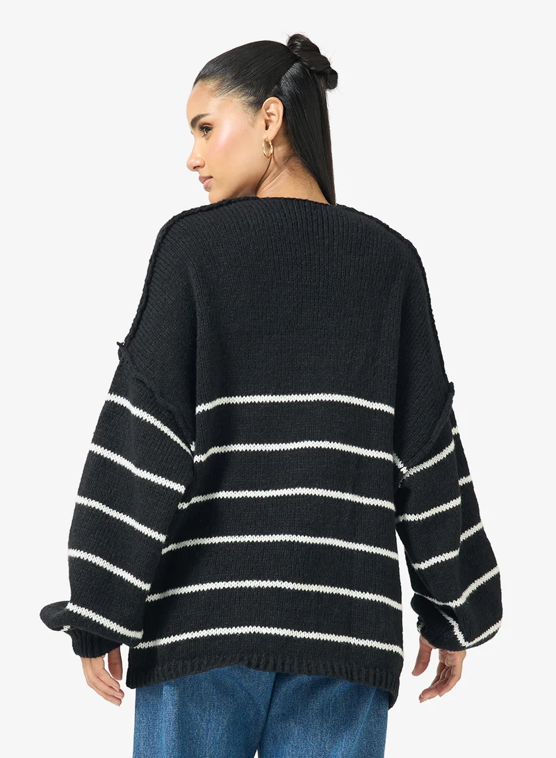 Ginger Oversize Knitted Stripe Shrug