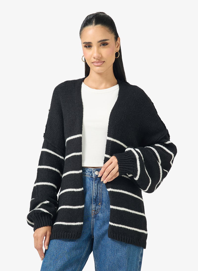 Ginger Oversize Knitted Stripe Shrug - Image 1