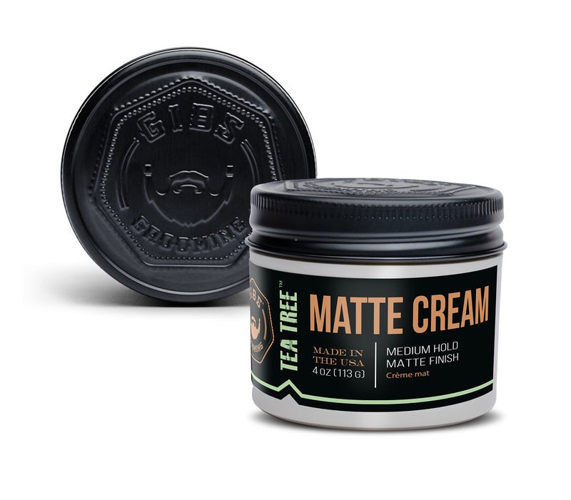 GIBS Tea Tree Matte Cream-Light/Medium Hold, Long Lasting Light Hold, Made in USA 4oz - Image 1