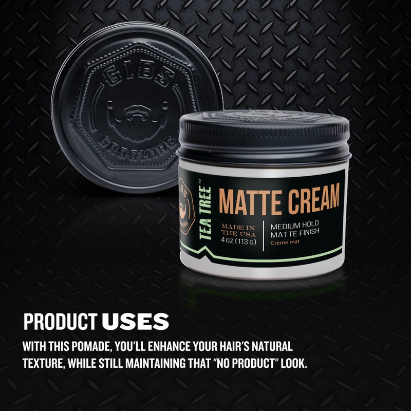 GIBS Tea Tree Matte Cream-Light/Medium Hold, Long Lasting Light Hold, Made in USA 4oz - Image 2