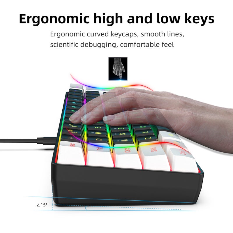 Gaming Keyboard USB Interface Plug Play Mechanical Keyboard - 7-Color Breathing Light Multimedia Keys Volume Adjustment Ergonomic Mouse with Adjustable DPI for Office Gaming - Image 3