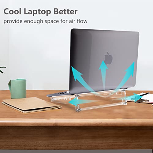 QUPIVA Acrylic Laptop Stand for Desk, Clear Ventilated Computer Stand Holder for Desk, Ergonomic Acrylic Sturdy Laptop Riser Compatible with MacBook Air Pro Dell Lenovo Thinkpad ASUS 9-16 Inch - Image 5