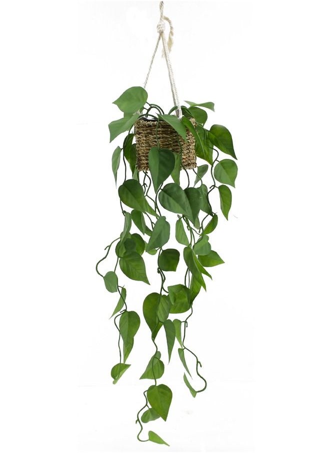 DRAMA HOME Artificial Plant Plants Artificial Garland for Home House Bedroom Garden Indoor Outside Hanging Basket Decor Green  - Image 1