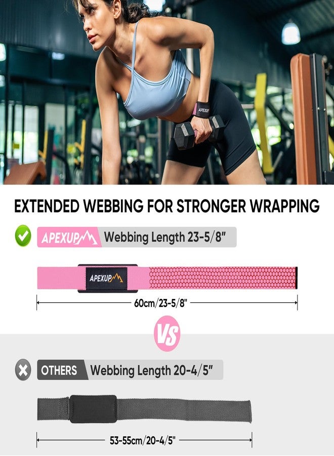 APEXUP Lifting Straps with Padded Neoprene, Anti Slip Silicone and Premium Cotton Lifting Wrist Straps for Weightlifting, Gym, Bodybuilding, Powerlifting, Strength Training, Deadlifts (Pink) - Image 3