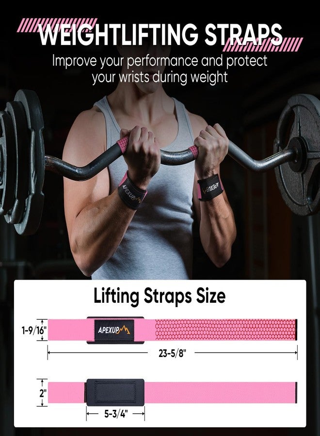 APEXUP Lifting Straps with Padded Neoprene, Anti Slip Silicone and Premium Cotton Lifting Wrist Straps for Weightlifting, Gym, Bodybuilding, Powerlifting, Strength Training, Deadlifts (Pink) - Image 4