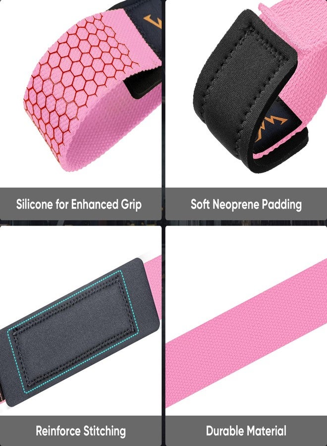 APEXUP Lifting Straps with Padded Neoprene, Anti Slip Silicone and Premium Cotton Lifting Wrist Straps for Weightlifting, Gym, Bodybuilding, Powerlifting, Strength Training, Deadlifts (Pink) - Image 2