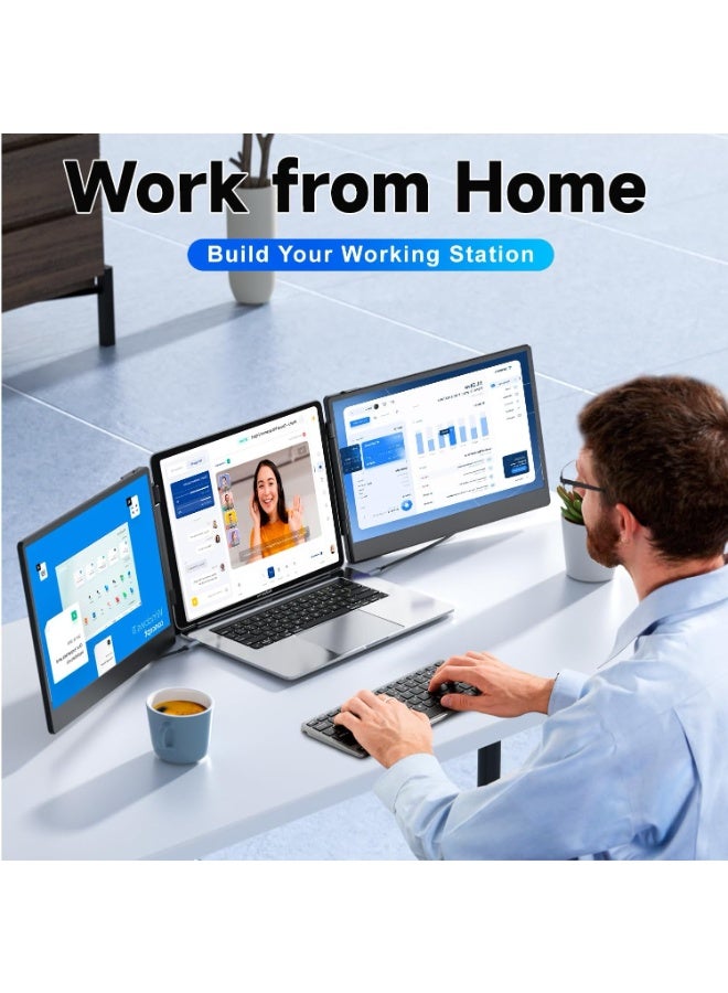 14" Triple Portable Laptop Monitor – FHD 1080P IPS Screen Extender with USB-C/HDMI, Plug & Play for 13–17" Laptops, Windows/Mac/Chrome/Surface/Switch/PS5 - Image 5