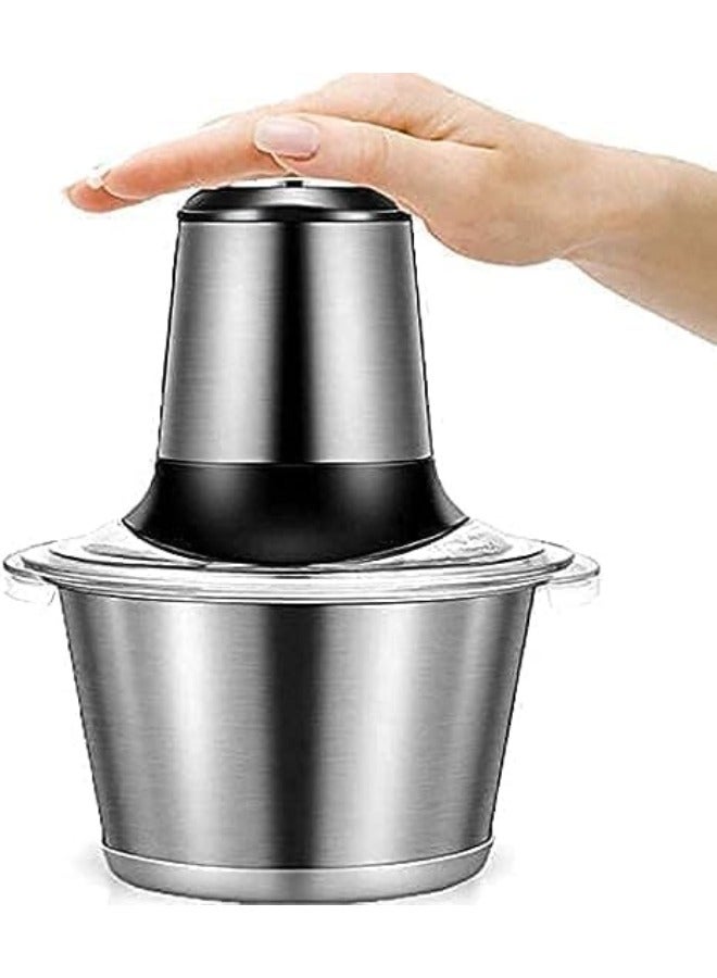 Zuleen 2L Electric Meat Chopper Grinder Blender Mixer, 300W Multi Chopper for Meat, Fruits, Vegetables, and More - Stainless Steel Bowl - Image 1