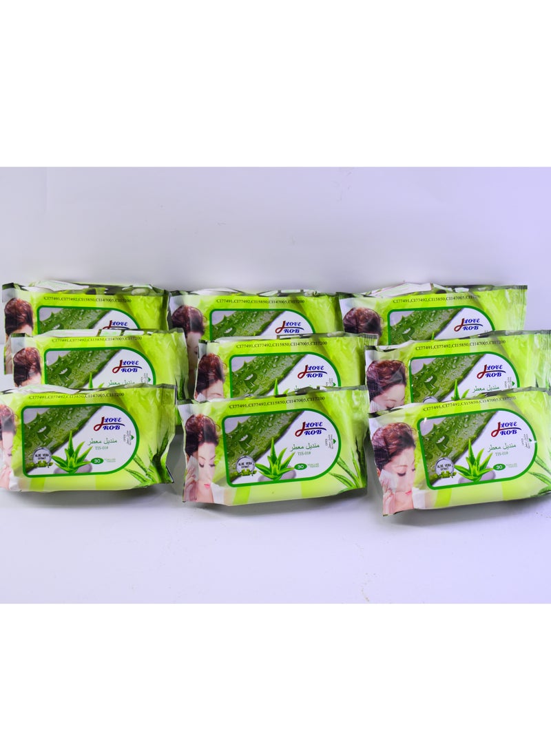 9 Pieces Loverob Facial Wipes With Alovera Smell - Image 1
