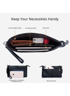 Bveyzi Genuine Leather Wristlet Purses For Women Envelope Clutch Wallet Small Crossbody Bags For Dressy Evening (Black)  - Image 3
