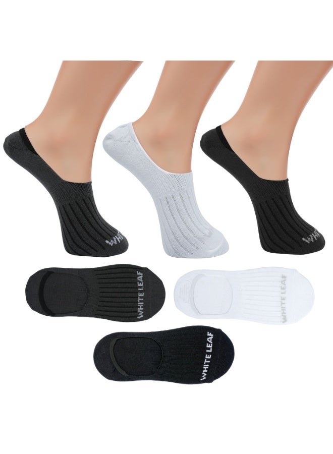 الورقة البيضاء 3 أزواج من الجوارب القصيرة للرجال المصنوعة من القطن - قابلة للتنفس، تمتص الرطوبة، متينة - 3 أزواج (زيتوني داكن، أسود وأبيض) - مقاس واحد - Image 1