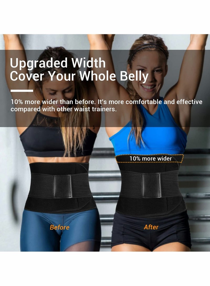 KASTWAVE Waist Trainer Belt for Women, Sport Girdle Belt, Slimming Sauna Waist Trimmer Belly Band Sweat Sports Girdle Belt, Exercise Belt with Adjustable Straps, Slimming Body Shaper Belt (Black, L) - Image 3