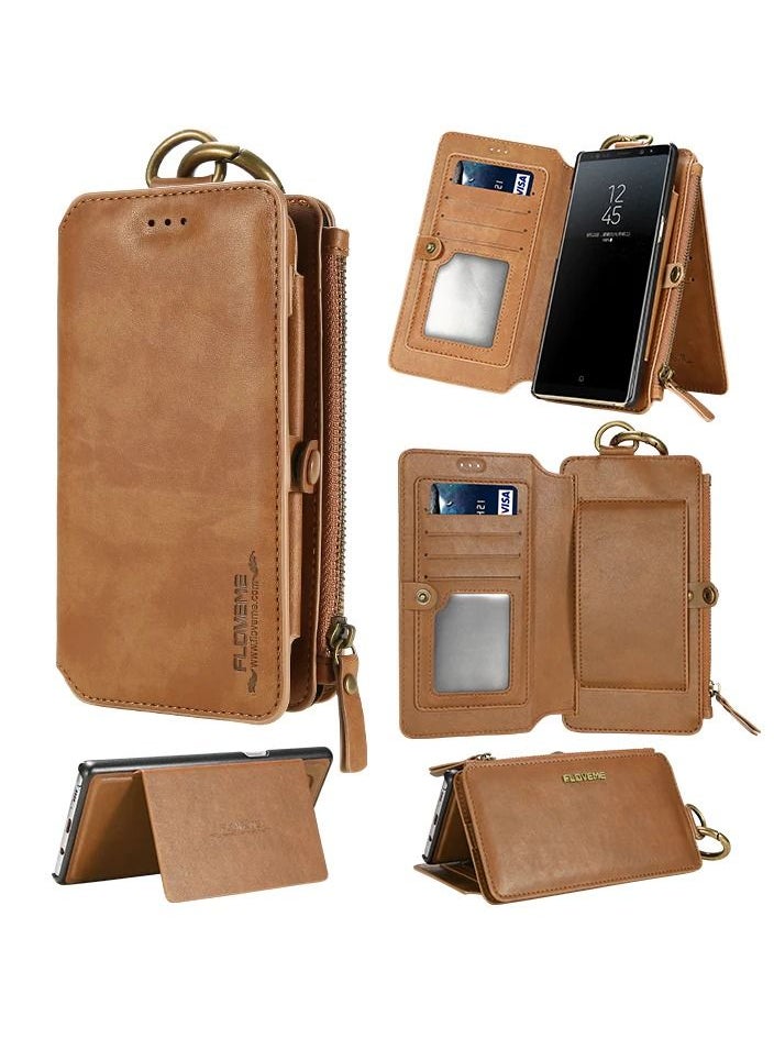 FLOVEME iPhone 6 / iPhone 7 / iPhone 8 2in1 Multi-functional Luxury Leather Wallet Case with 14 Card Slots + 1 Zipper Coin Pouch (Phone 6/7/8 4.7 inch) Red  - Image 4