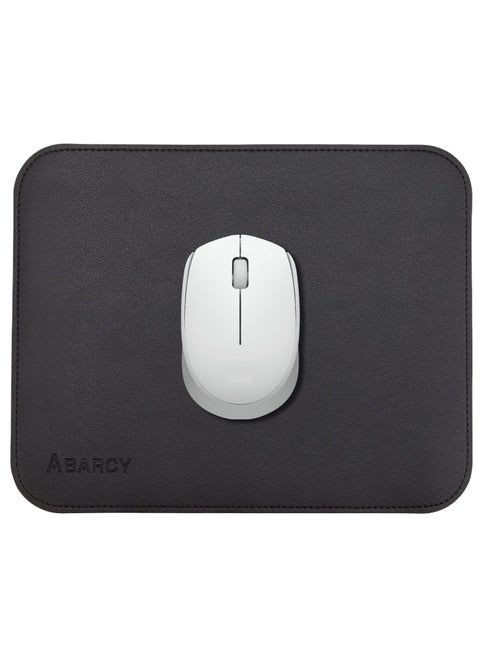 Leather Mouse Pad - Small, 25x20 cm (9.84 x 7.87 inch), Waterproof, Non-Slip, Stitched Edges, Multi-Use, Gaming & Office - Black, Portable, Smooth Movement