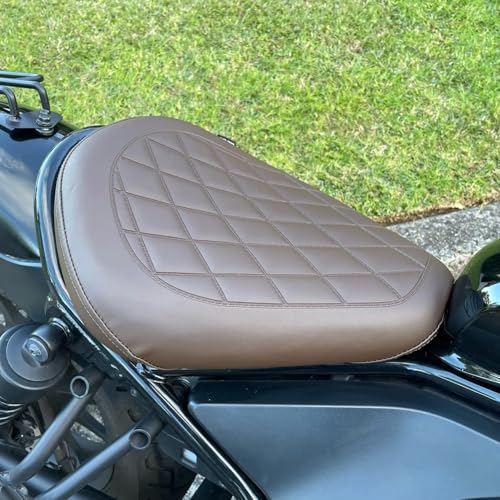 Lorababer Motorcycle Leather Rider Solo Seat Saddle Cushion Pad Compatible with Rebel CMX 500 300 CMX500 CMX300 2017 2018 2019 2020 2021 2022 2023 2024 Front Driver Pressure Relief Soft Pillion, Brown - Image 3