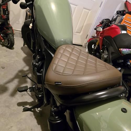 Lorababer Motorcycle Leather Rider Solo Seat Saddle Cushion Pad Compatible with Rebel CMX 500 300 CMX500 CMX300 2017 2018 2019 2020 2021 2022 2023 2024 Front Driver Pressure Relief Soft Pillion, Brown - Image 2