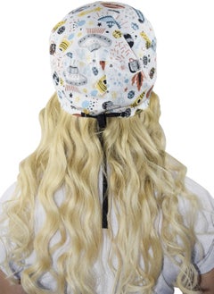 Nur Medikal Giyim Nur Medical Clothing Master Lycra White Planet Patterned Doctor Nurse Hospital Surgical Cap  - Image 3