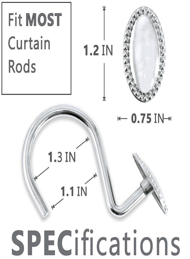 Popkozzi Silver Decorative Shower Curtain Hooks: 12 Pcs Chrome Oval Design Rustproof Heavy Duty Metal Shower Curtain Rings for Bathroom - Classic Elegant Shower Curtain Hangers for Shower Rod - Set of 12 - Image 4