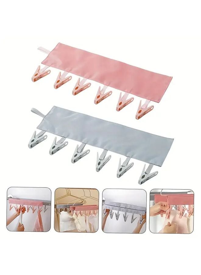 2pcs Pink Gray Heavy Duty Plastic Folding Clothes Hangers With Suction Cup Hook - Image 3