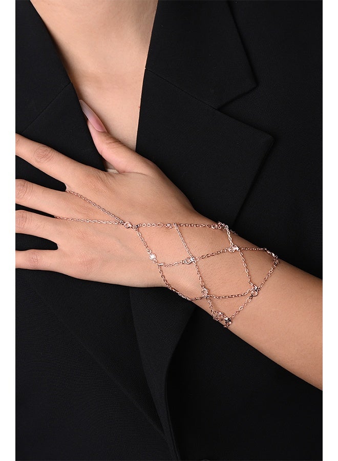 Hand Chain Bracelet Non Tarnish Dainty Rhinestones Jewelry Accessories Adjustable Mesh Finger Bracelet Forearm Nude for Women - Image 1