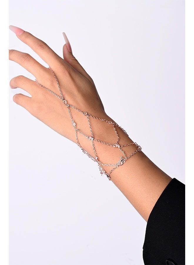 Hand Chain Bracelet Non Tarnish Dainty Rhinestones Jewelry Accessories Adjustable Mesh Finger Bracelet Forearm Nude for Women - Image 3