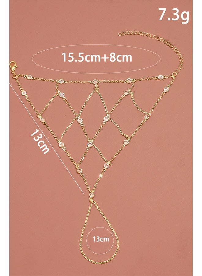Hand Chain Bracelet Non Tarnish Dainty Rhinestones Jewelry Accessories Adjustable Mesh Finger Bracelet Forearm Nude for Women - Image 5