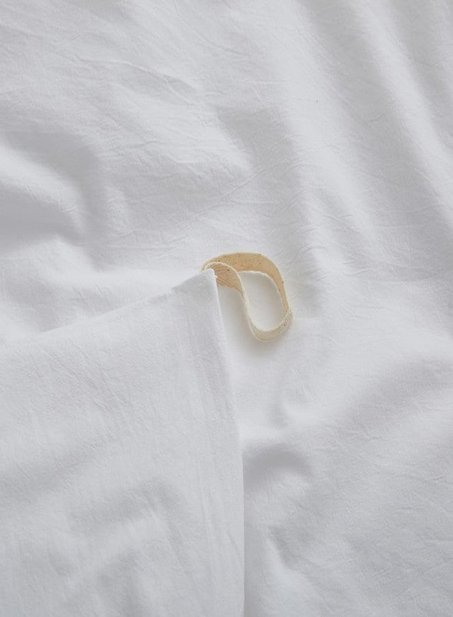 LOVQUE White Duvet Cover Full Size, 100% Washed Cotton Linen Like Bedding Set with Zipper Closure (No Comforter), 80x90 Inches - Image 4