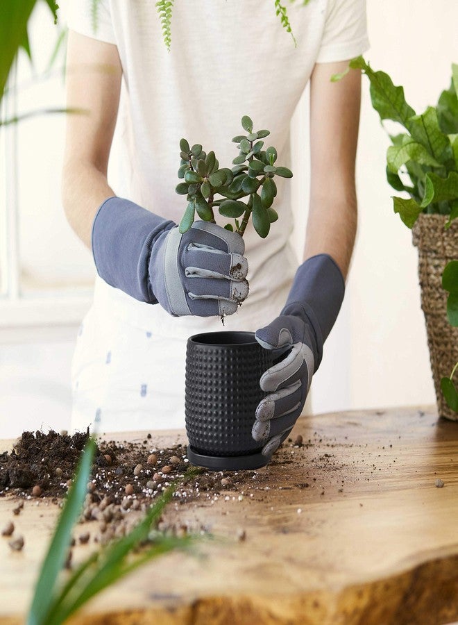 D'vine Dev 4 Inch Ceramic Beaded Stoneware Planter Pot - Flower Pot with Drainage Holes and Saucers for Indoor Succulent Plants or Flowers, Ebony Matte, 27-C-Z-6 - Image 2