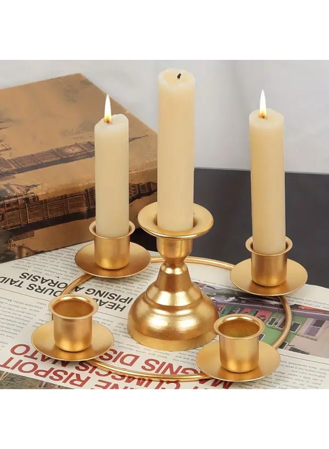 Golden Modern Minimalist Nordic Metal Candle Holders Set Of 2 For Home Decor - Image 4
