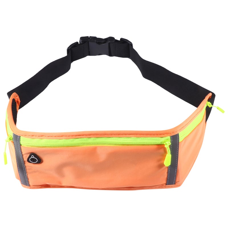 2 pcs Running Waist Pouch Three Compartment Sports Pouch Belt Waist Water Resistant Pack (Orange) - Image 2
