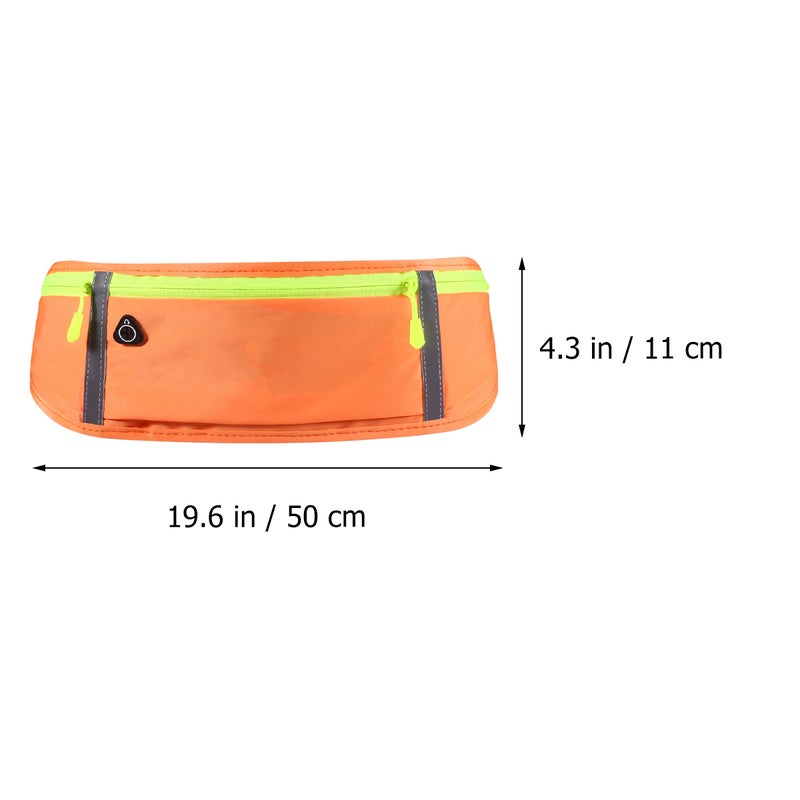 2 pcs Running Waist Pouch Three Compartment Sports Pouch Belt Waist Water Resistant Pack (Orange) - Image 4