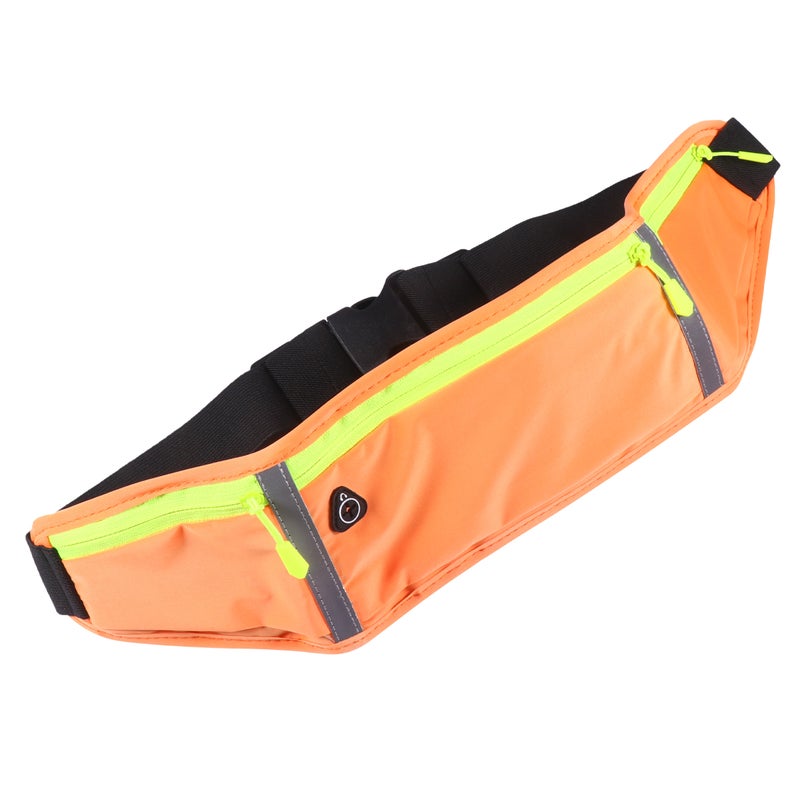 2 pcs Running Waist Pouch Three Compartment Sports Pouch Belt Waist Water Resistant Pack (Orange) - Image 3