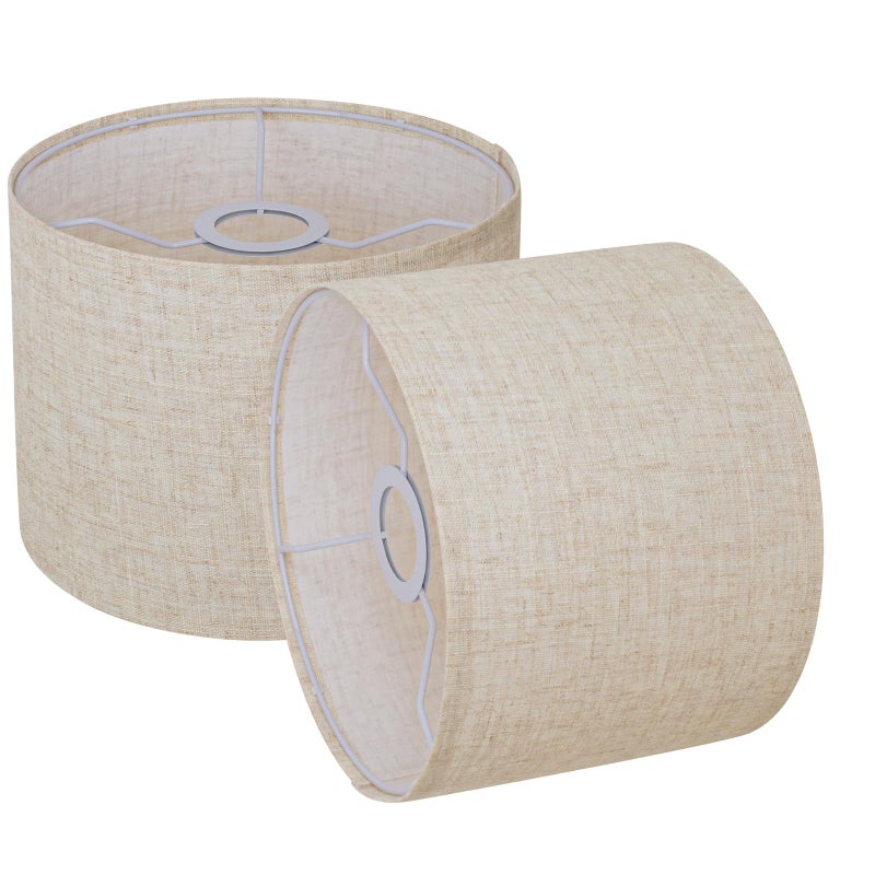 YoflowX Small Lampshades Set of 2 Beige Linen Drum Lampshades 866 Top x 866 Bottom x 787 High Lamp Shade Lamp Shades Replacement for Table and Floor Lamps Pendant Light Handcrafted Easy Assembly - Image 2