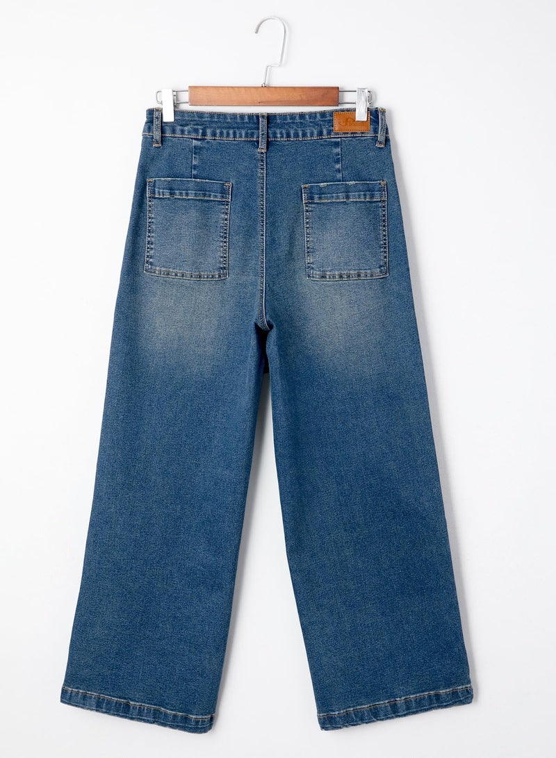 Sidefeel Women's Wide Leg Jeans High Waisted Straight Leg Stretchy Jeans Trendy Loose Ankle Denim Pants Vintage Blue Size 14 - Image 5