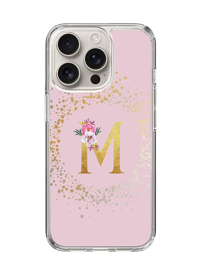 Stylizedd For iPhone 16 Pro Case [Compatible with MagSafe] Slim Magnetic cover Clear Phone Case - Custom Monogram Floral - M (Pink ) - Image 1