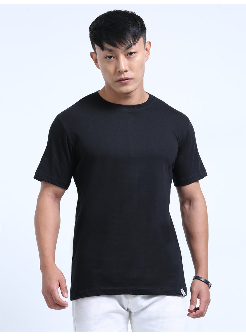 DUJE Men's Daily Wear T-Shirt | Black |100% Combed Cotton | Breathable Bio-Wash Fabric | Sweat-Absorbing, Anti-Bacterial & Odour-Free - Image 2