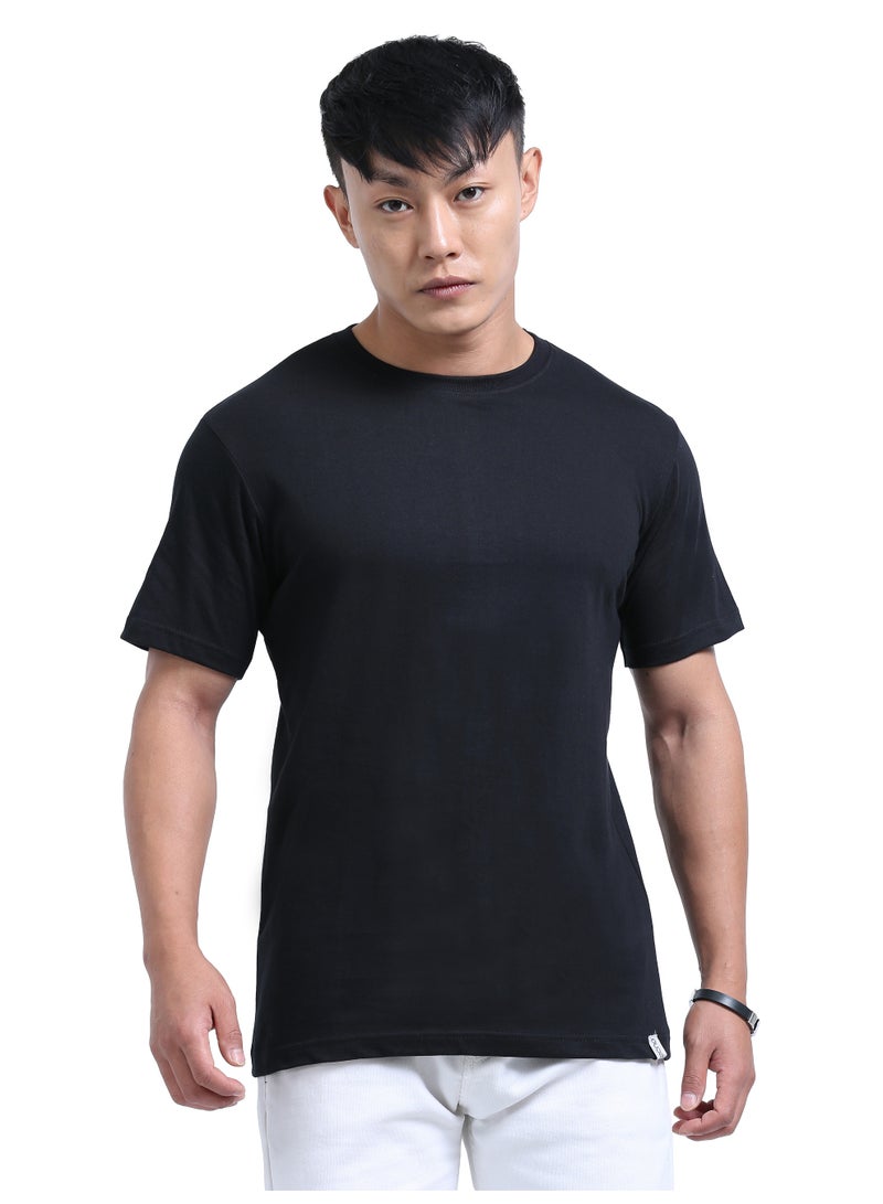 DUJE Men's Daily Wear T-Shirt | Black |100% Combed Cotton | Breathable Bio-Wash Fabric | Sweat-Absorbing, Anti-Bacterial & Odour-Free - Image 1