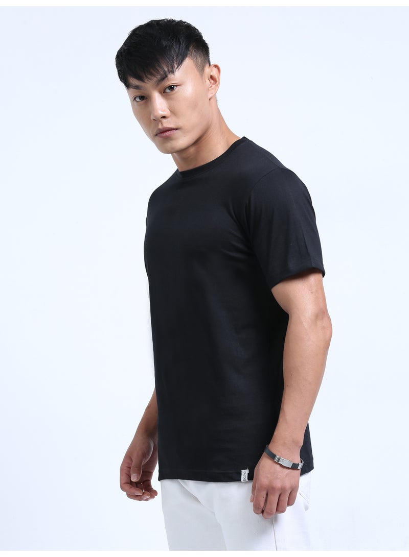 DUJE Men's Daily Wear T-Shirt | Black |100% Combed Cotton | Breathable Bio-Wash Fabric | Sweat-Absorbing, Anti-Bacterial & Odour-Free - Image 3