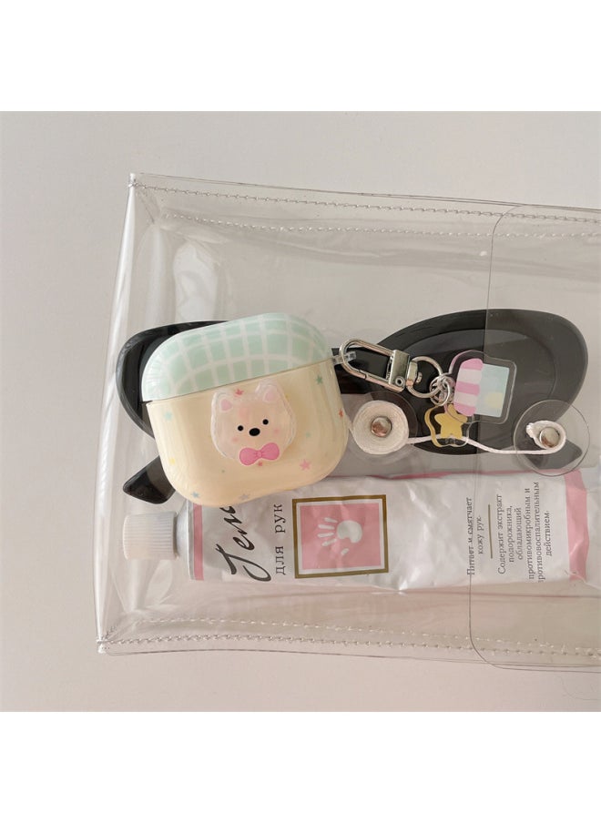 Generic - Star Plaid Puppy For Apple AirPods3 Generation Protective Case Pro2 Generation Earphone Case 2022 Wireless 4-Color:Imd Headphone Cover-yellow And Green Star Patch Bear Single Shell-Applicable Models:Universal For Airpods Pro/pro2 - Image 1
