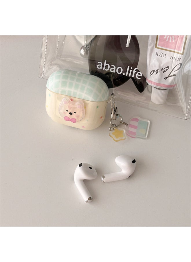 Generic - Star Plaid Puppy For Apple AirPods3 Generation Protective Case Pro2 Generation Earphone Case 2022 Wireless 4-Color:Imd Headphone Cover-yellow And Green Star Patch Bear Single Shell-Applicable Models:Universal For Airpods Pro/pro2 - Image 1