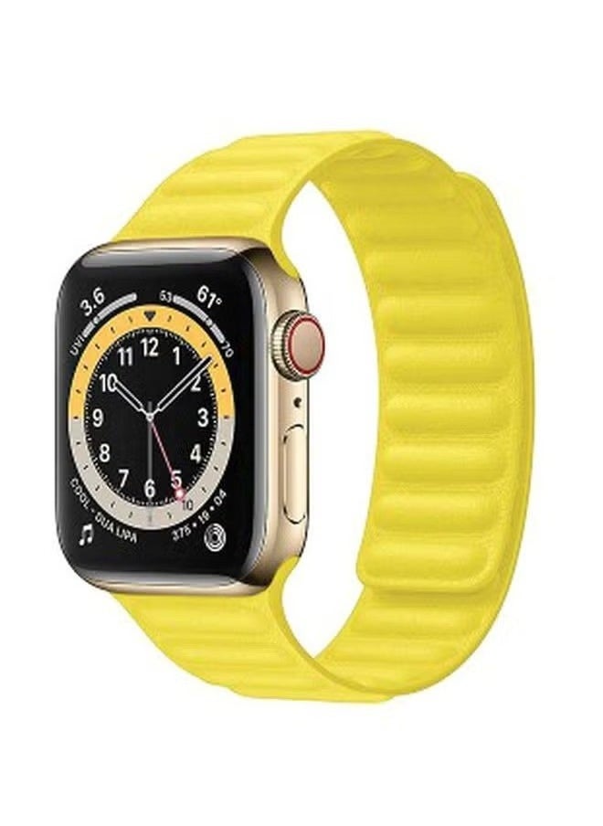 vesus - Leather Link Band For Apple Watch Series 6/SE 44 mm Yellow - Image 1