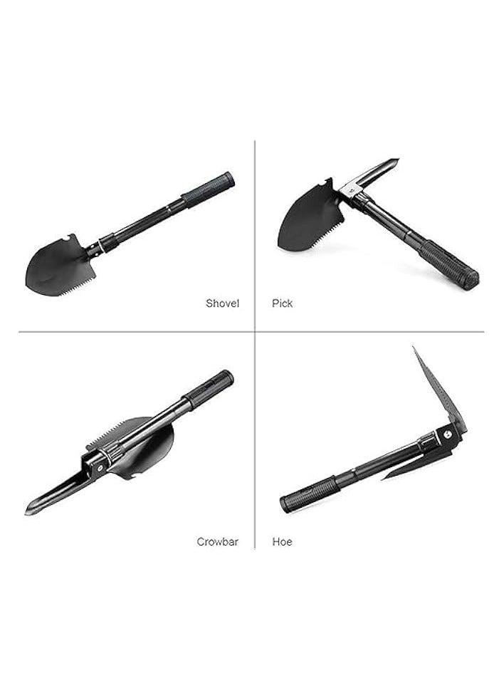 erorex Multifunctional Folding Shovel, Camping Snow Shovel Car Digging Shovel with Compass Storage Bag for Survival, Camping, Trekking, Gardening, Car Emergency (41cm) - Image 2